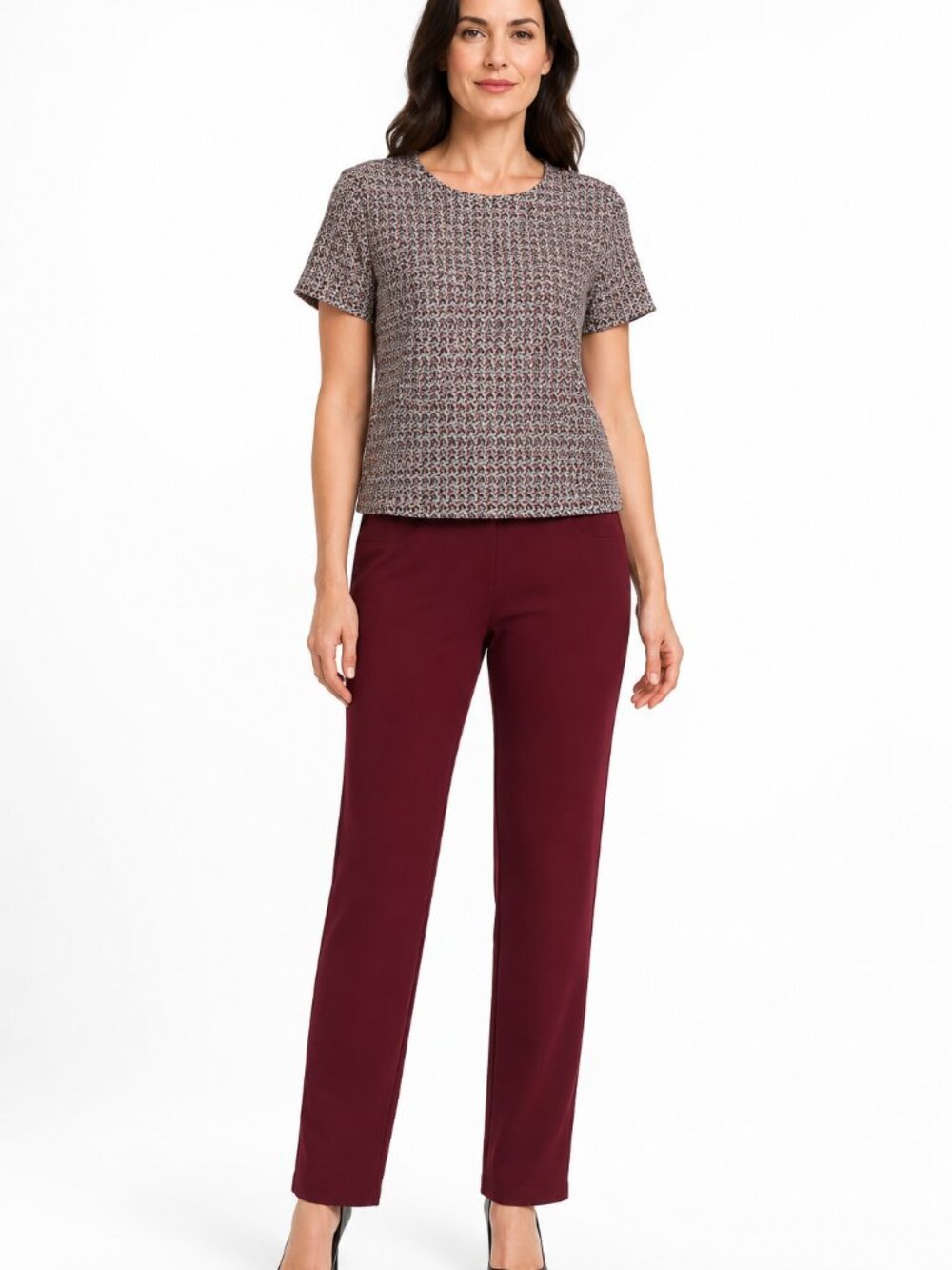 2 PC Set Tristan Bouclé Tweed Top & Nina Leonard Pants Medium